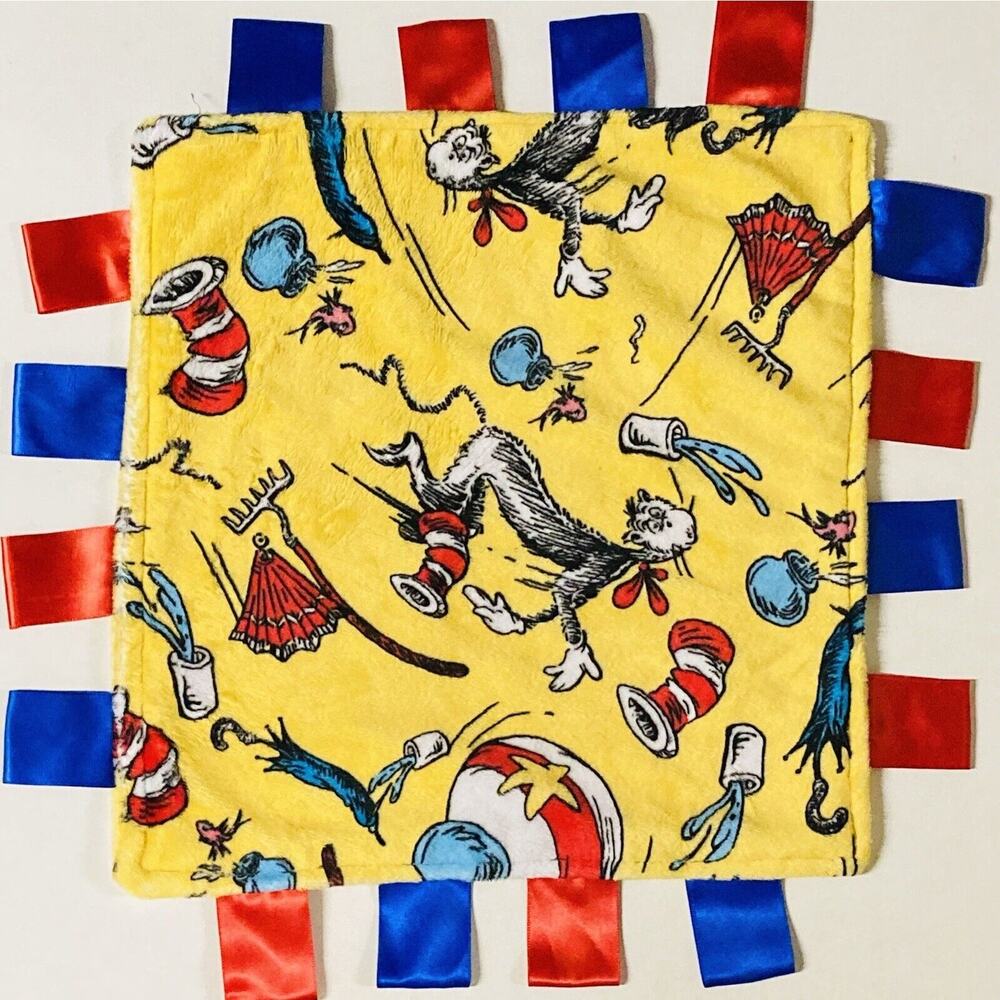 Taggie Cat in the Hat Dr. Seuss lovey Soft Security Blanket plush Baby Sleeping